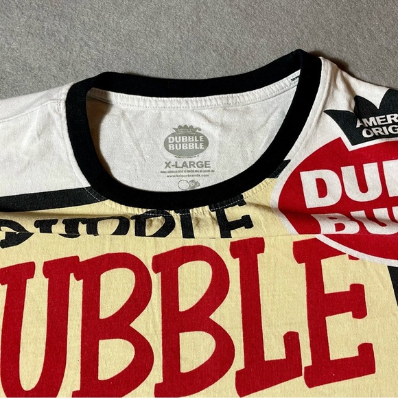 Dubble Bubble Men’s T-Shirt XL White Black Sleeves Cotton Bubble Gum Graphic - Picture 2 of 6